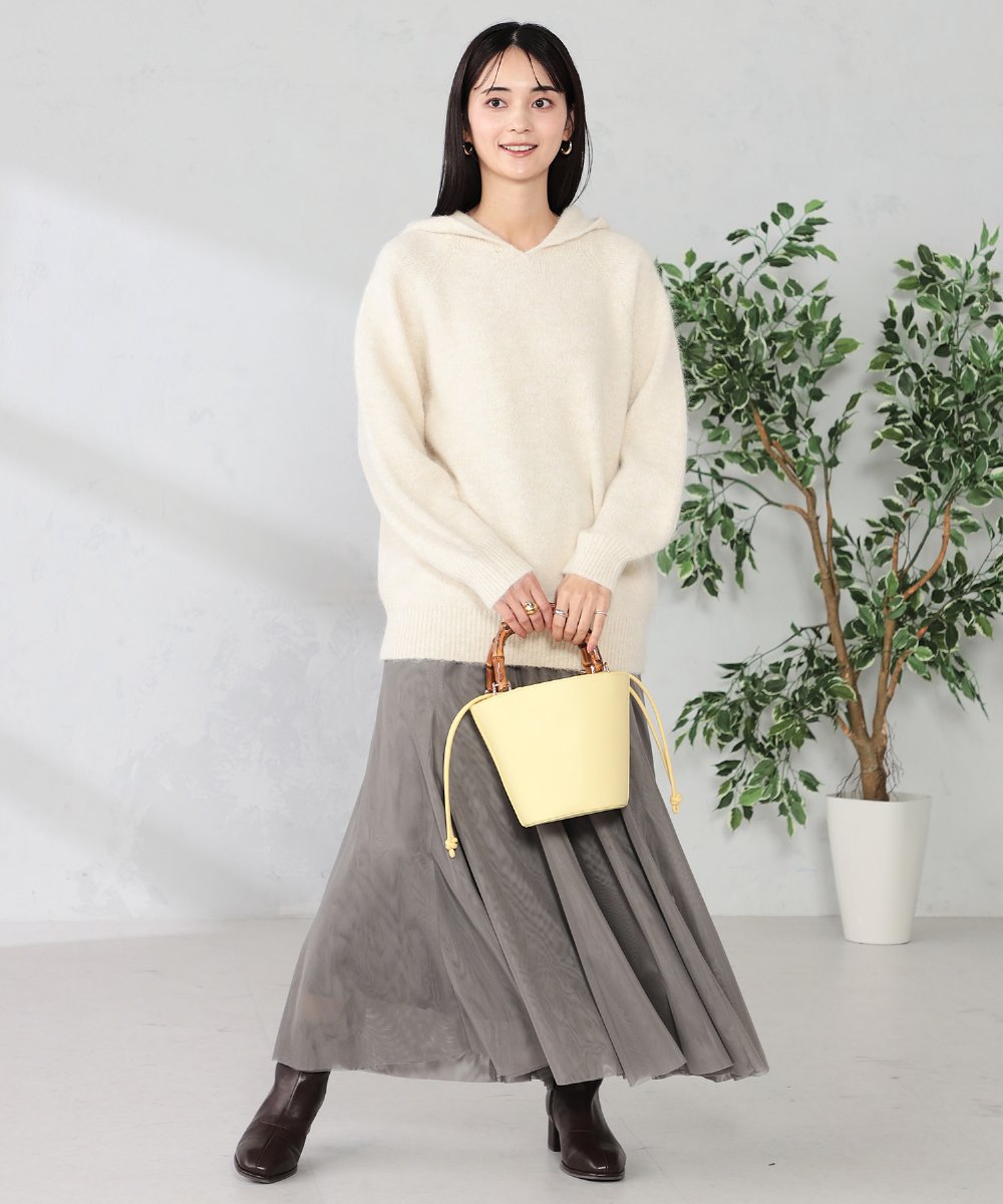 KS5ED02064 a.v.v(アー・ヴェ・ヴェ) バンブーハンドルミニバケツトート ライトイエロー