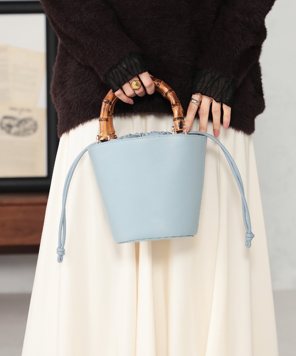 KS5ED02064 a.v.v(アー・ヴェ・ヴェ) バンブーハンドルミニバケツトート ライトイエロー