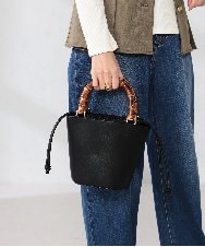 KS5ED02064 a.v.v(アー・ヴェ・ヴェ) バンブーハンドルミニバケツトート ライトイエロー