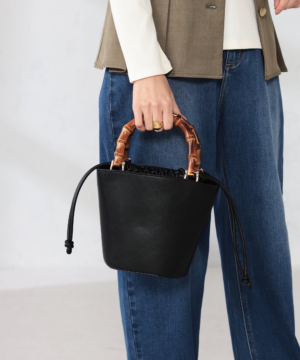 KS5ED02064 a.v.v(アー・ヴェ・ヴェ) バンブーハンドルミニバケツトート ライトイエロー