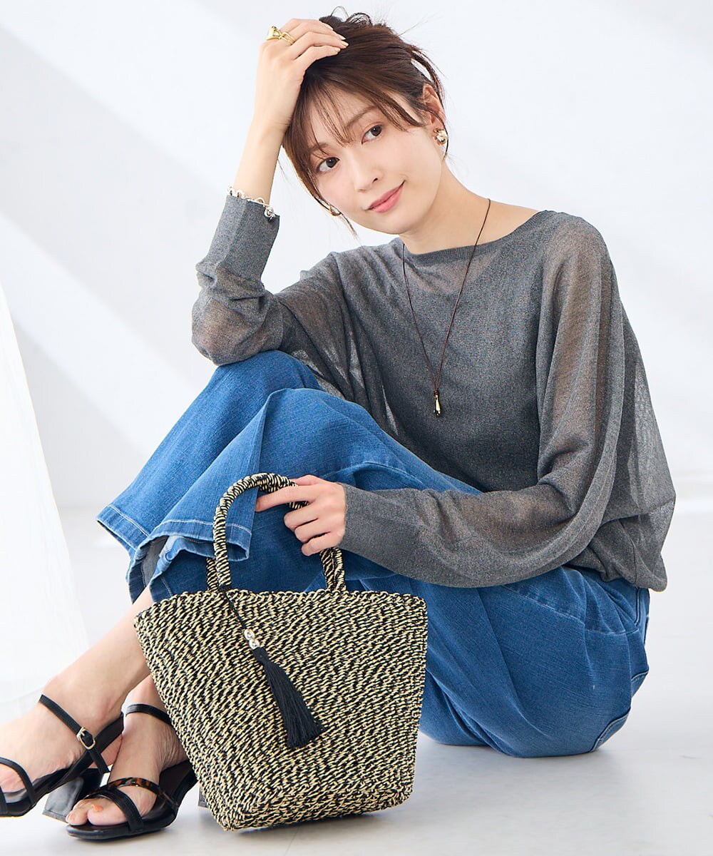 KS5GD07059 a.v.v(アー・ヴェ・ヴェ) ラメカゴバッグ ブラウン