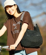 KS5GD08059 a.v.v(アー・ヴェ・ヴェ) 【雑誌InRed(宝島社)5月号掲載】ミックス編み雑材バッグ ブルー