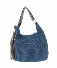 KS5GD08059 a.v.v(アー・ヴェ・ヴェ) 【雑誌InRed(宝島社)5月号掲載】ミックス編み雑材バッグ ブルー