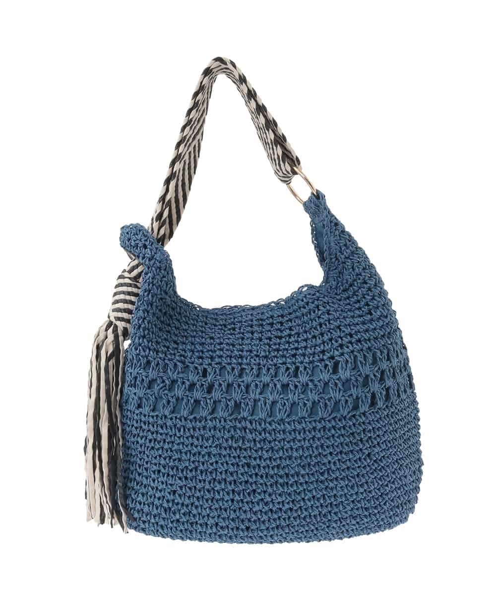 KS5GD08059 a.v.v(アー・ヴェ・ヴェ) 【雑誌InRed(宝島社)5月号掲載】ミックス編み雑材バッグ ブルー