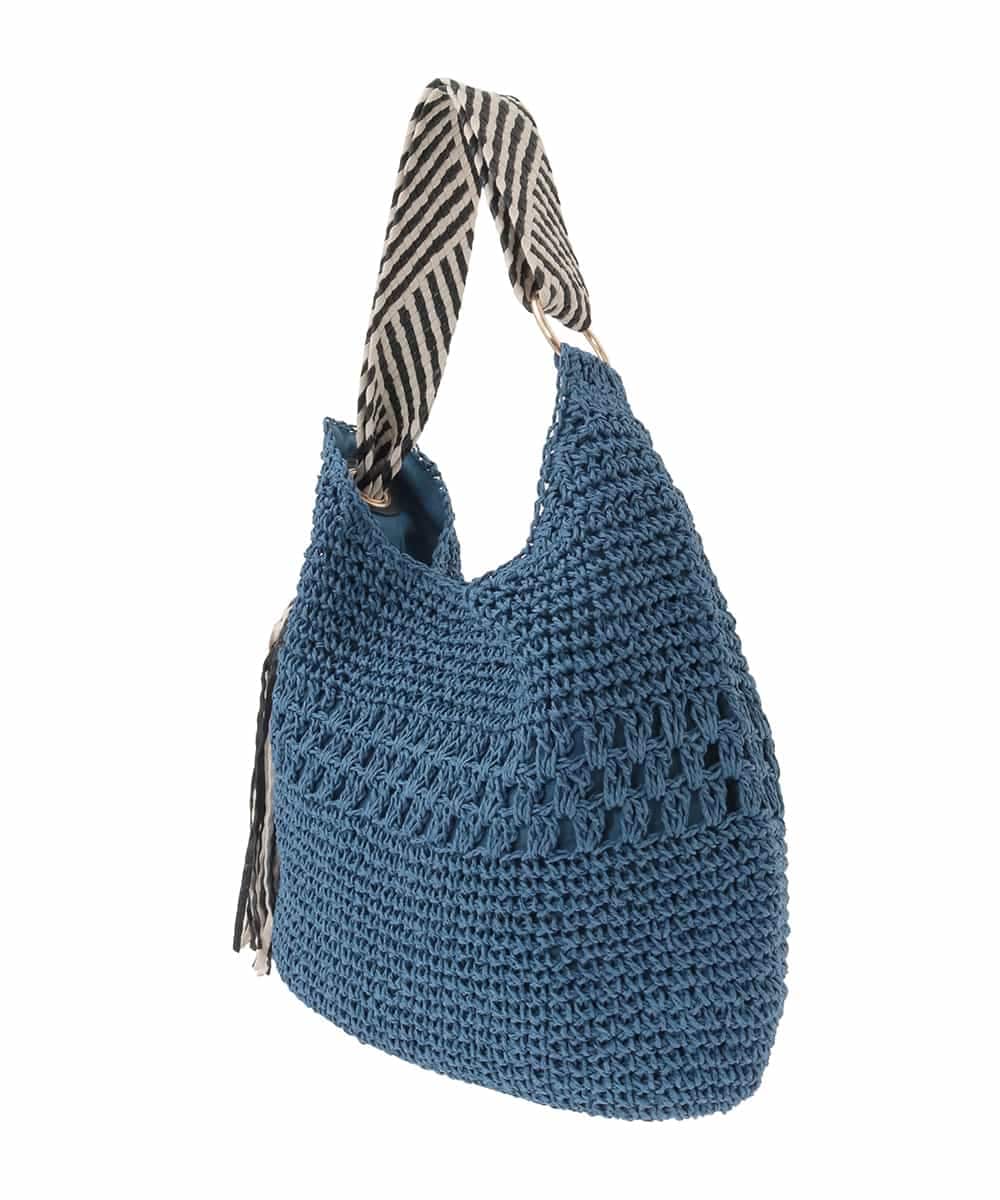 KS5GD08059 a.v.v(アー・ヴェ・ヴェ) 【雑誌InRed(宝島社)5月号掲載】ミックス編み雑材バッグ ブルー