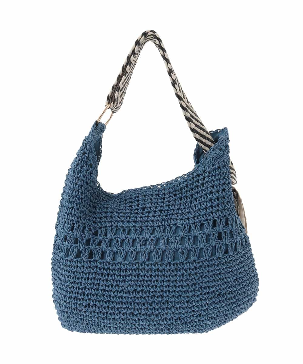 KS5GD08059 a.v.v(アー・ヴェ・ヴェ) 【雑誌InRed(宝島社)5月号掲載】ミックス編み雑材バッグ ブルー