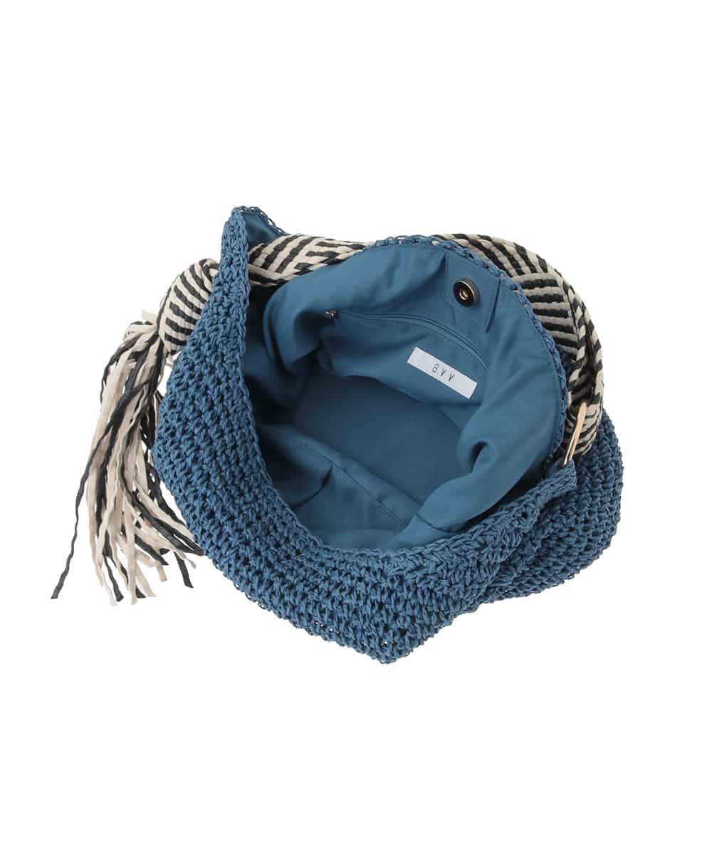 KS5GD08059 a.v.v(アー・ヴェ・ヴェ) 【雑誌InRed(宝島社)5月号掲載】ミックス編み雑材バッグ ブルー