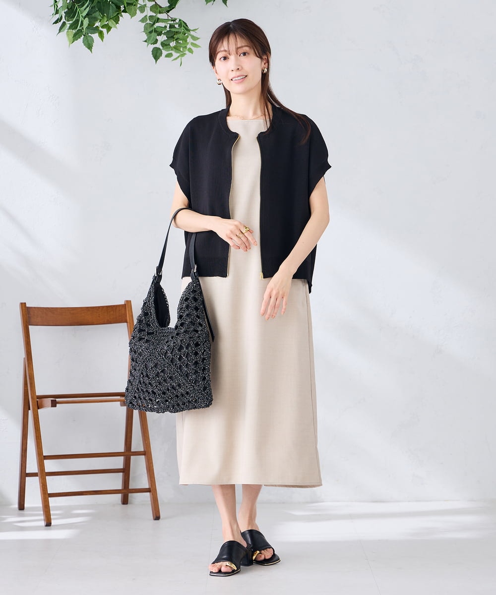 KS5GD10059 a.v.v(アー・ヴェ・ヴェ) ラメフィルム透かし編みショルダーバッグ アイボリー