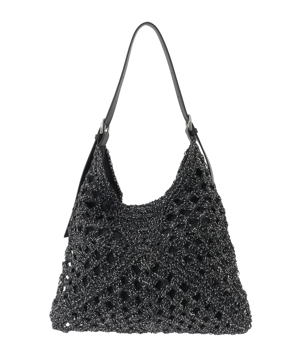 KS5GD10059 a.v.v(アー・ヴェ・ヴェ) ラメフィルム透かし編みショルダーバッグ アイボリー