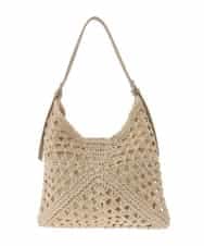 KS5GD10059 a.v.v(アー・ヴェ・ヴェ) ラメフィルム透かし編みショルダーバッグ アイボリー