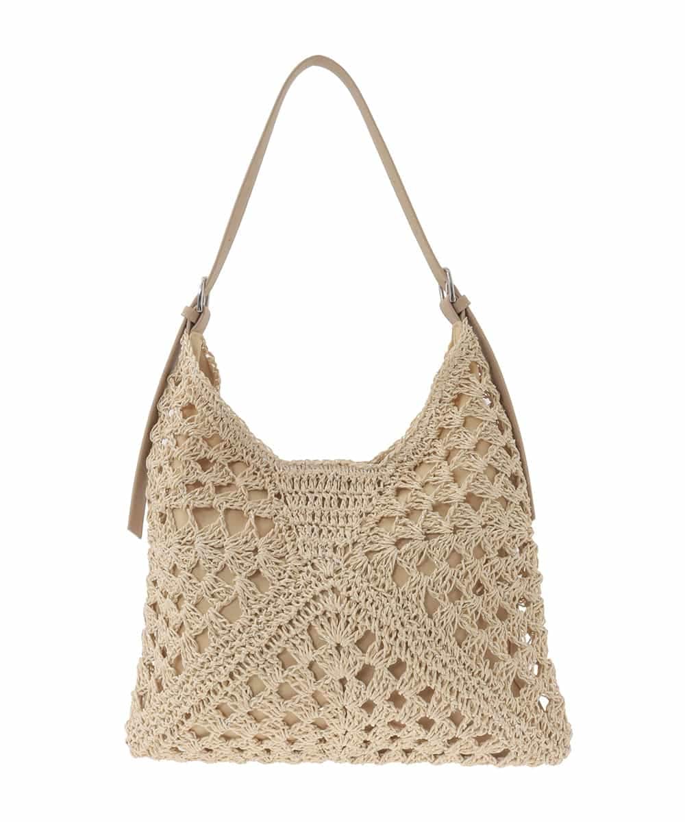 KS5GD10059 a.v.v(アー・ヴェ・ヴェ) ラメフィルム透かし編みショルダーバッグ アイボリー