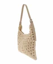 KS5GD10059 a.v.v(アー・ヴェ・ヴェ) ラメフィルム透かし編みショルダーバッグ アイボリー