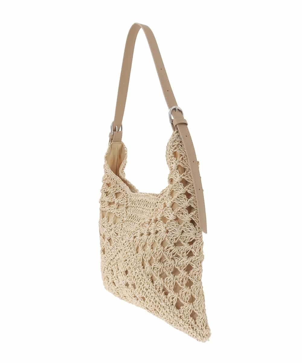 KS5GD10059 a.v.v(アー・ヴェ・ヴェ) ラメフィルム透かし編みショルダーバッグ アイボリー