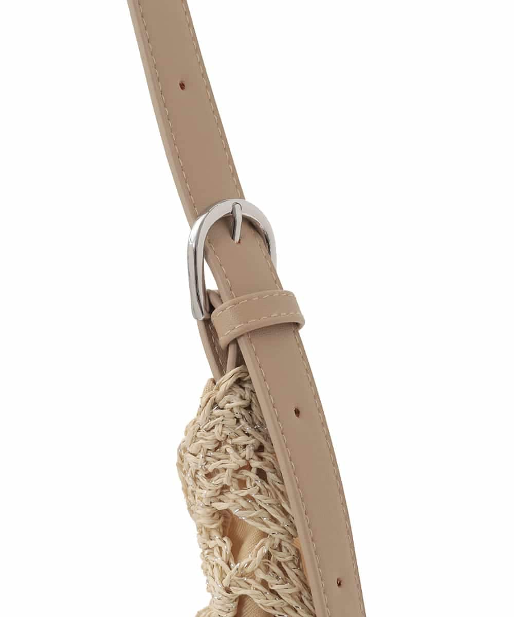 KS5GD10059 a.v.v(アー・ヴェ・ヴェ) ラメフィルム透かし編みショルダーバッグ アイボリー