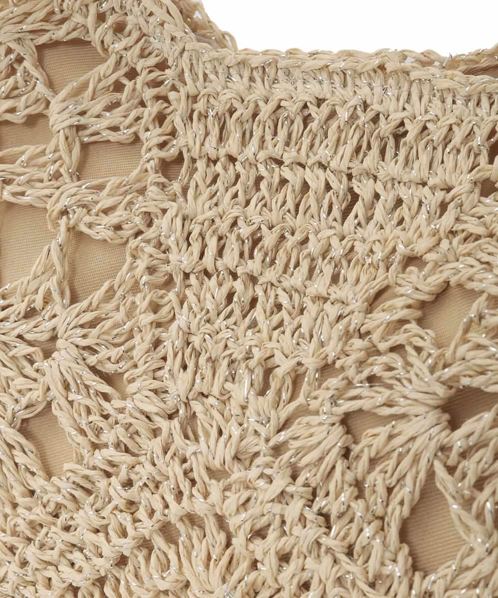 KS5GD10059 a.v.v(アー・ヴェ・ヴェ) ラメフィルム透かし編みショルダーバッグ アイボリー