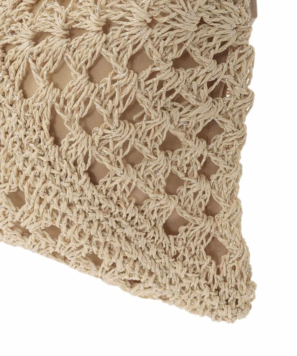 KS5GD10059 a.v.v(アー・ヴェ・ヴェ) ラメフィルム透かし編みショルダーバッグ アイボリー