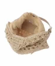 KS5GD10059 a.v.v(アー・ヴェ・ヴェ) ラメフィルム透かし編みショルダーバッグ アイボリー