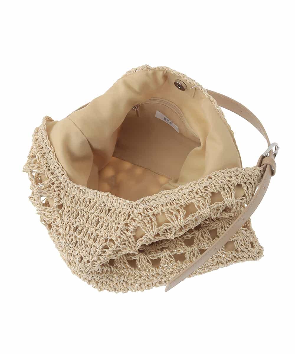 KS5GD10059 a.v.v(アー・ヴェ・ヴェ) ラメフィルム透かし編みショルダーバッグ アイボリー