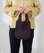 KS5GD11039 a.v.v(アー・ヴェ・ヴェ) ラメ編みミニバッグ ネイビー