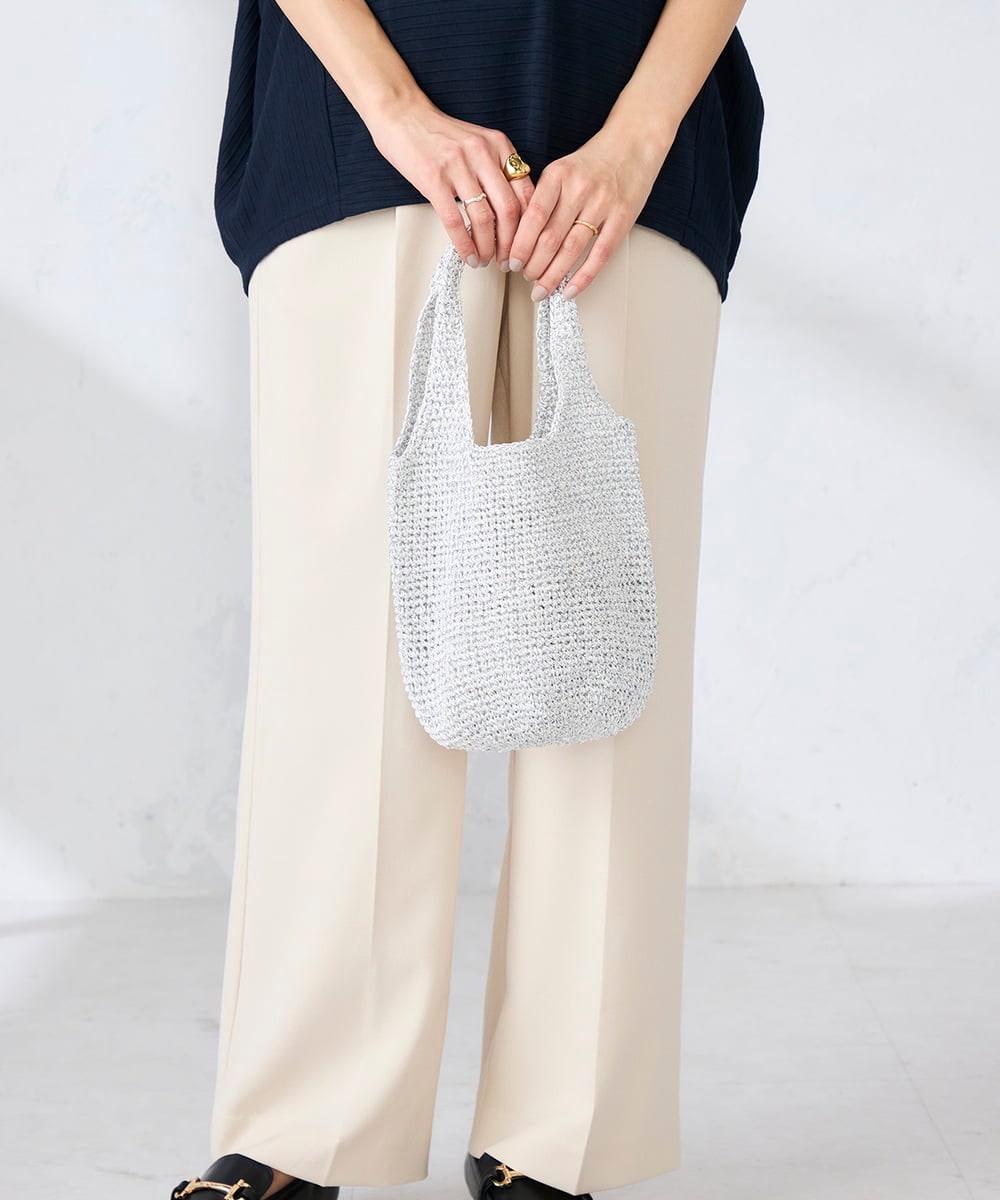 KS5GD11039 a.v.v(アー・ヴェ・ヴェ) ラメ編みミニバッグ ネイビー