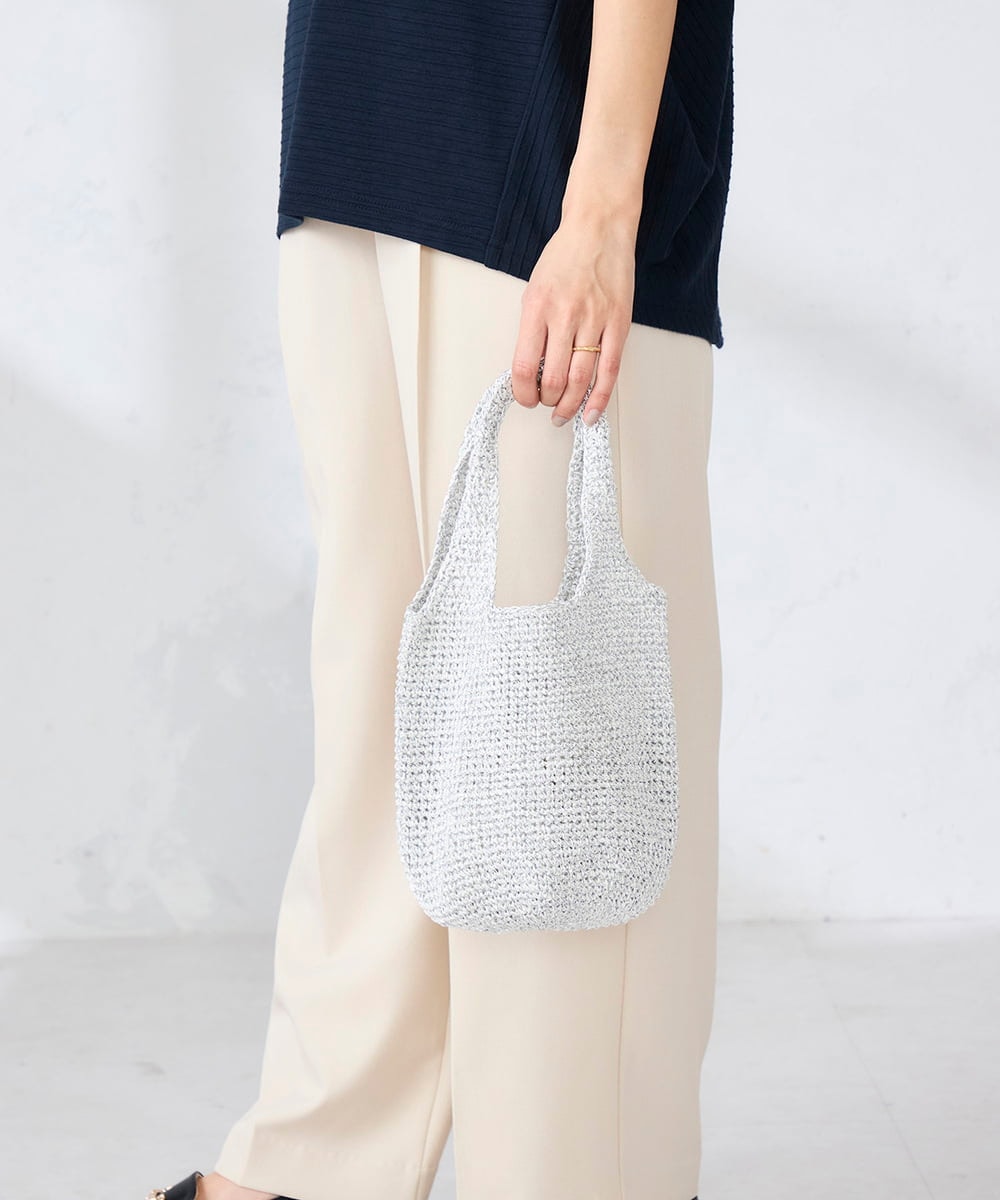 KS5GD11039 a.v.v(アー・ヴェ・ヴェ) ラメ編みミニバッグ シルバー