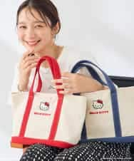 KS5ID21046 a.v.v(アー・ヴェ・ヴェ) HELLO KITTY 刺繍キャンバスバッグ レッド