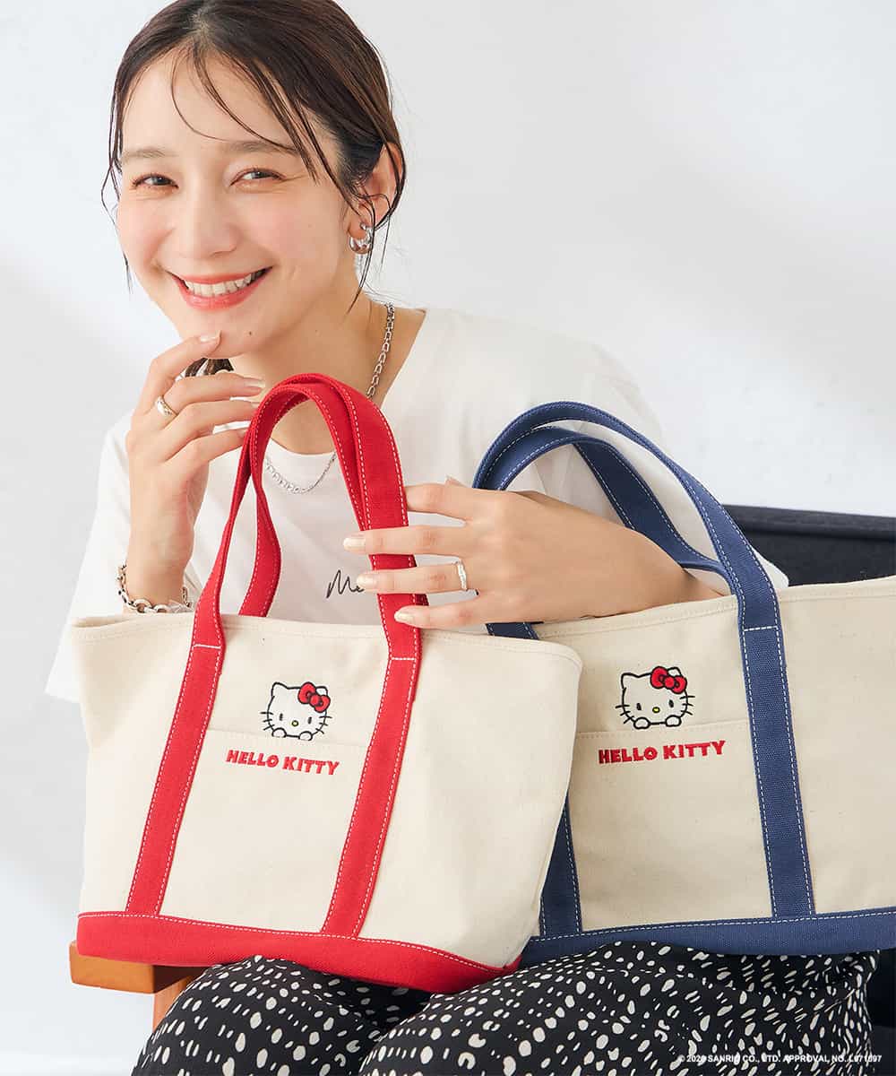 KS5ID21046 a.v.v(アー・ヴェ・ヴェ) HELLO KITTY 刺繍キャンバスバッグ レッド