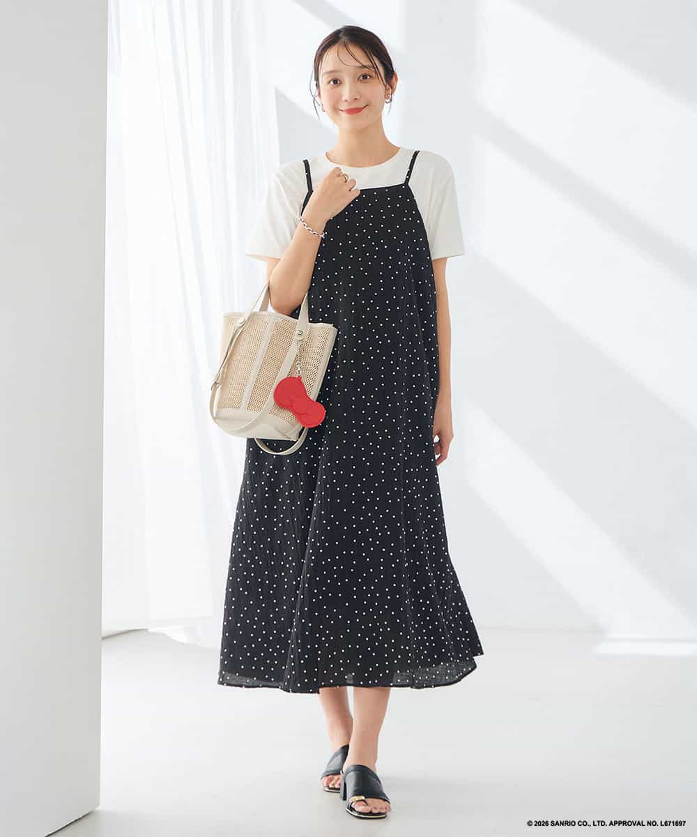 KS5ID22059 a.v.v(アー・ヴェ・ヴェ) HELLO KITTY リボンポーチチャーム付きメッシュバッグ ホワイト