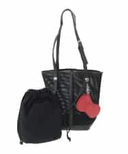 KS5ID22059 a.v.v(アー・ヴェ・ヴェ) HELLO KITTY リボンポーチチャーム付きメッシュバッグ ブラック