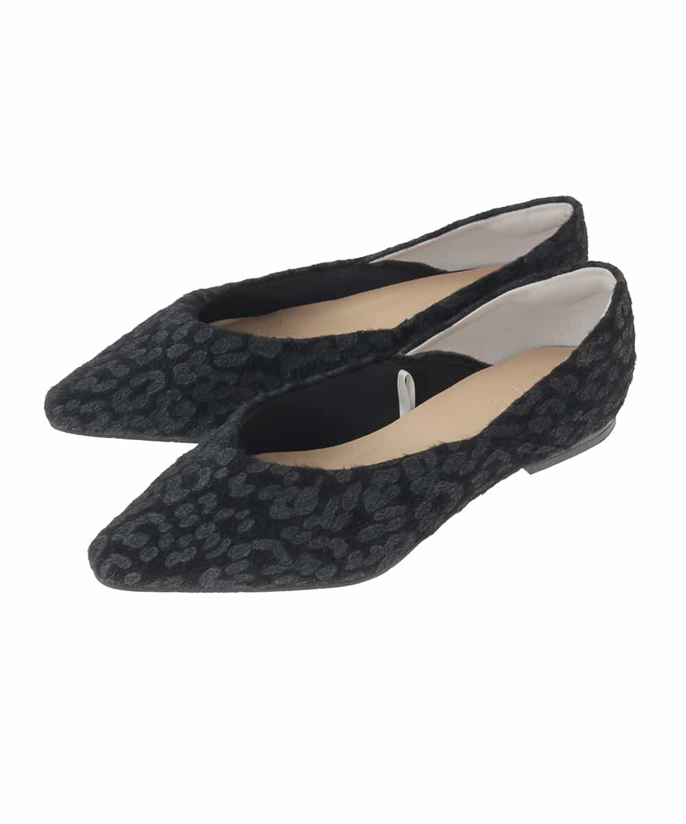 KS6AG06059 a.v.v(アー・ヴェ・ヴェ) レオパード フラットパンプス ブラック