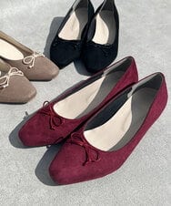 KS6JP15049 a.v.v(アー・ヴェ・ヴェ) チャンキーヒールリボンバレエパンプス ボルドー