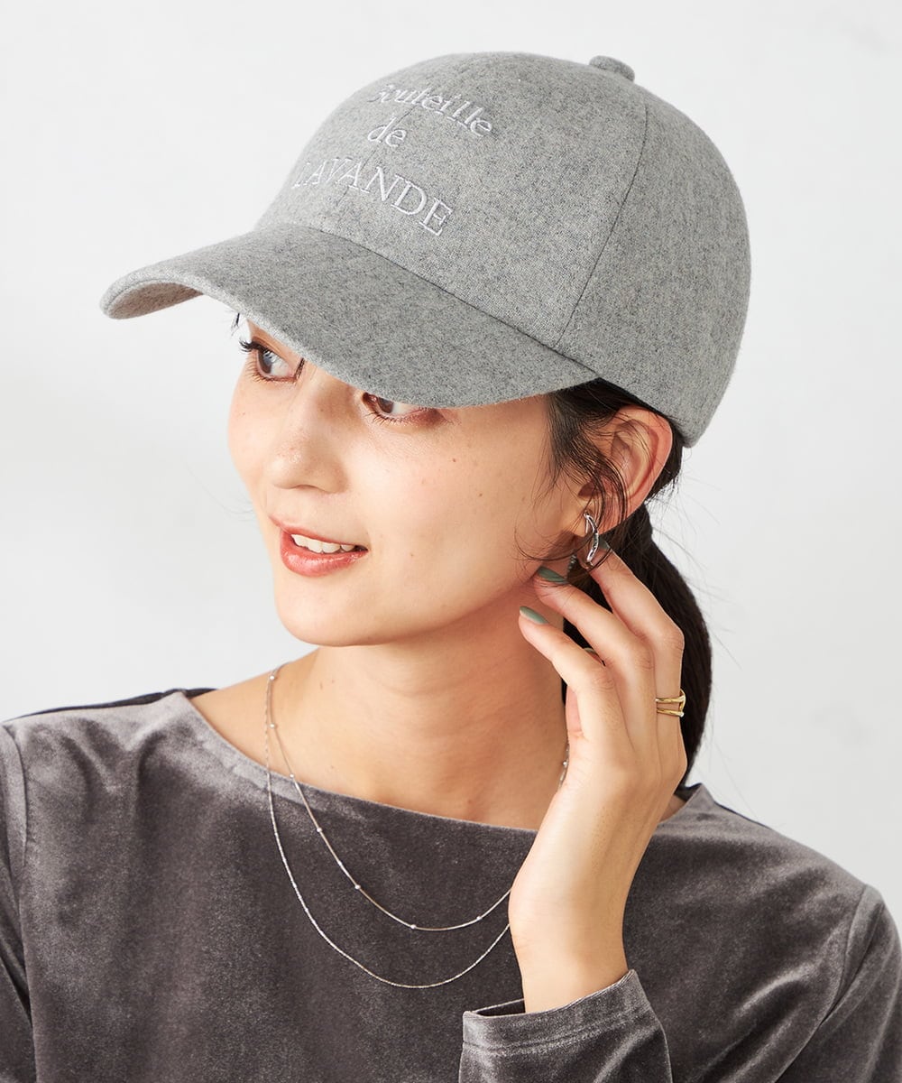KS7AD01029 a.v.v(アー・ヴェ・ヴェ) 刺繍ロゴフランネルキャップ ダークグレー