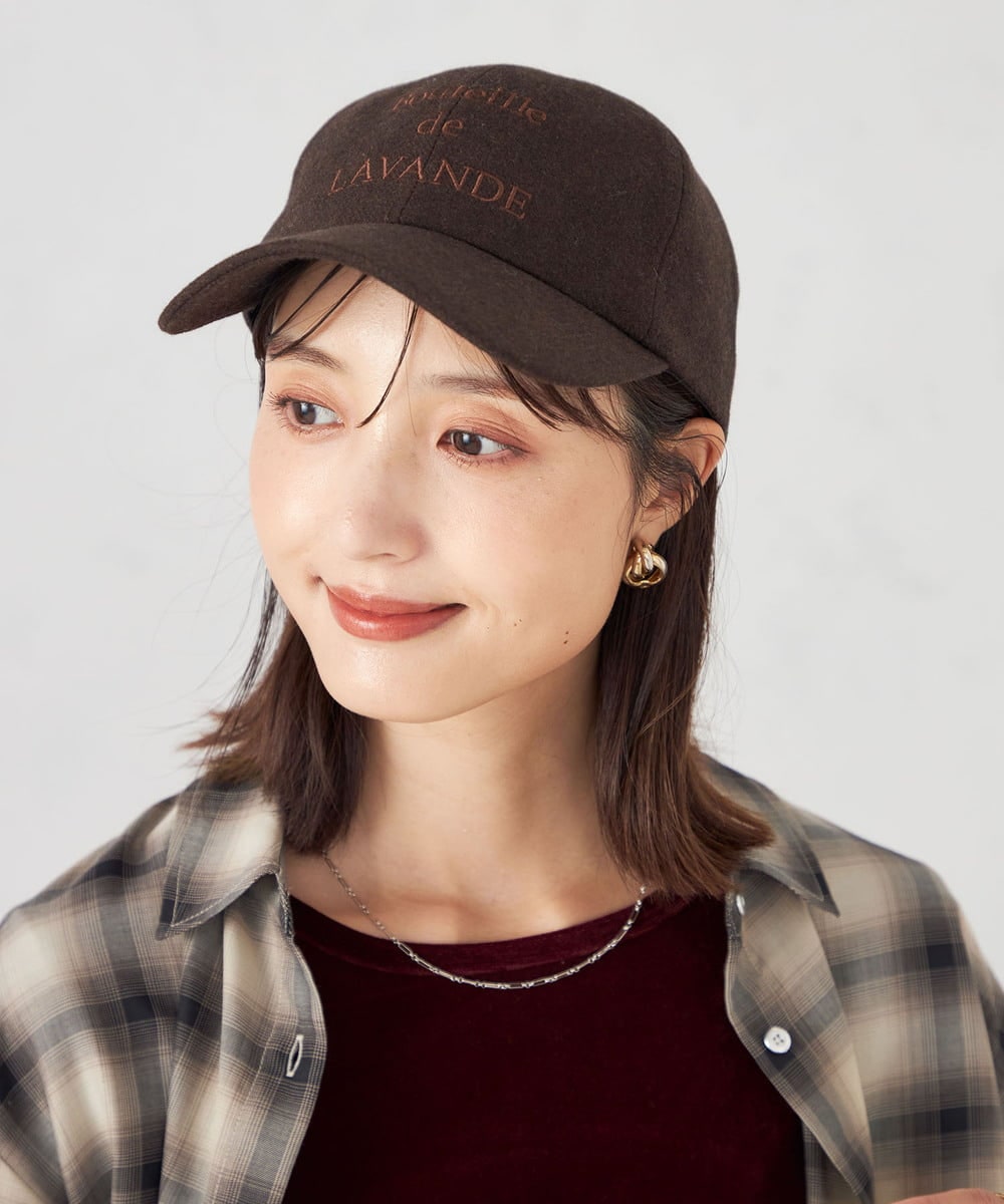 KS7AD01029 a.v.v(アー・ヴェ・ヴェ) 刺繍ロゴフランネルキャップ ダークグレー