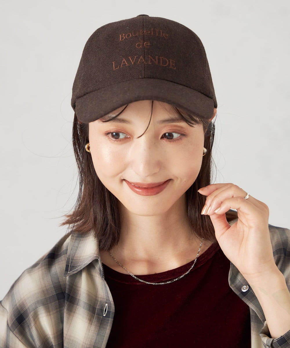 KS7AD01029 a.v.v(アー・ヴェ・ヴェ) 刺繍ロゴフランネルキャップ ダークグレー