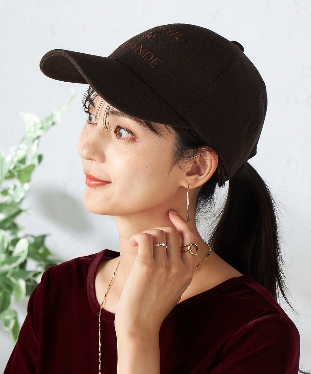 KS7AD01029 a.v.v(アー・ヴェ・ヴェ) 刺繍ロゴフランネルキャップ ダークグレー