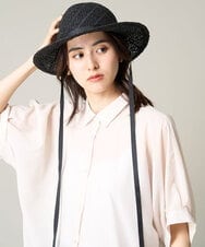 KS7GV31034 a.v.v(アー・ヴェ・ヴェ) リボン付きキャペリンハット ブラック