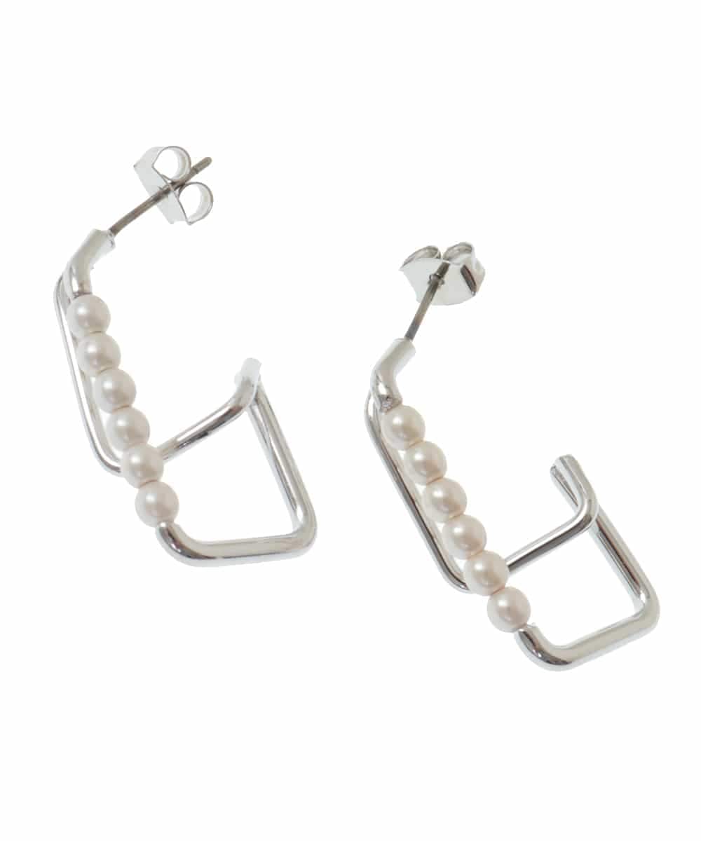 KSPJM08016 a.v.v(アー・ヴェ・ヴェ) パール調スクエアピアス シルバー