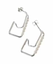 KSPJM08016 a.v.v(アー・ヴェ・ヴェ) パール調スクエアピアス シルバー