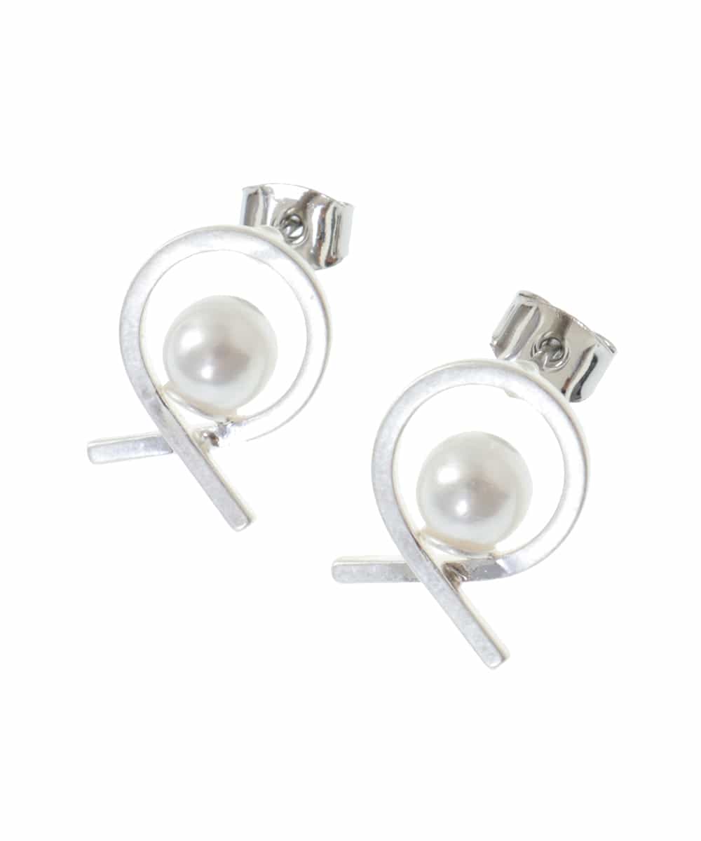 KSPJM09014 a.v.v(アー・ヴェ・ヴェ) パール調サークルピアス シルバー
