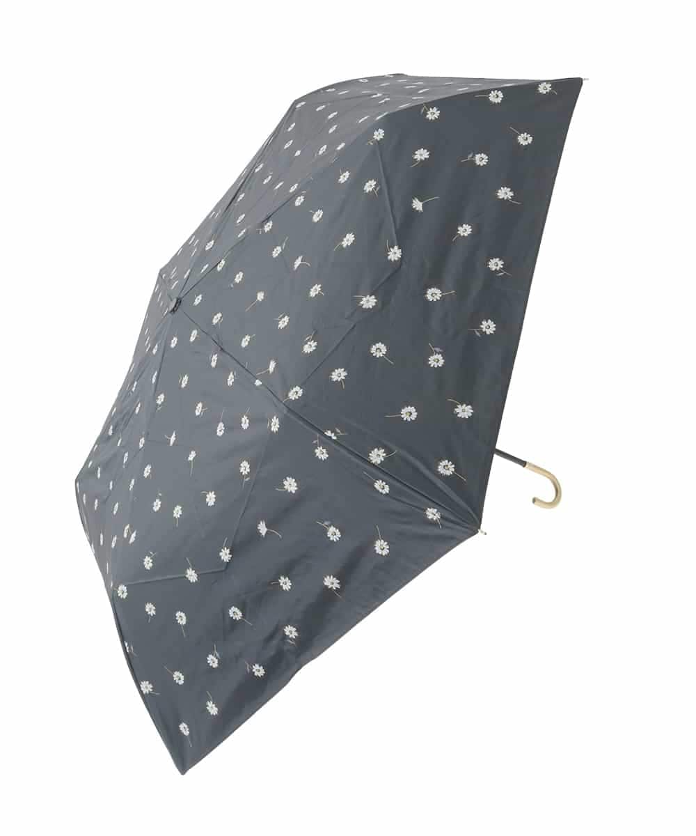 KSYGD03032 a.v.v(アー・ヴェ・ヴェ) 【遮光/晴雨兼用】折りたたみ日傘　ゴールドラインマーガレット ブラック