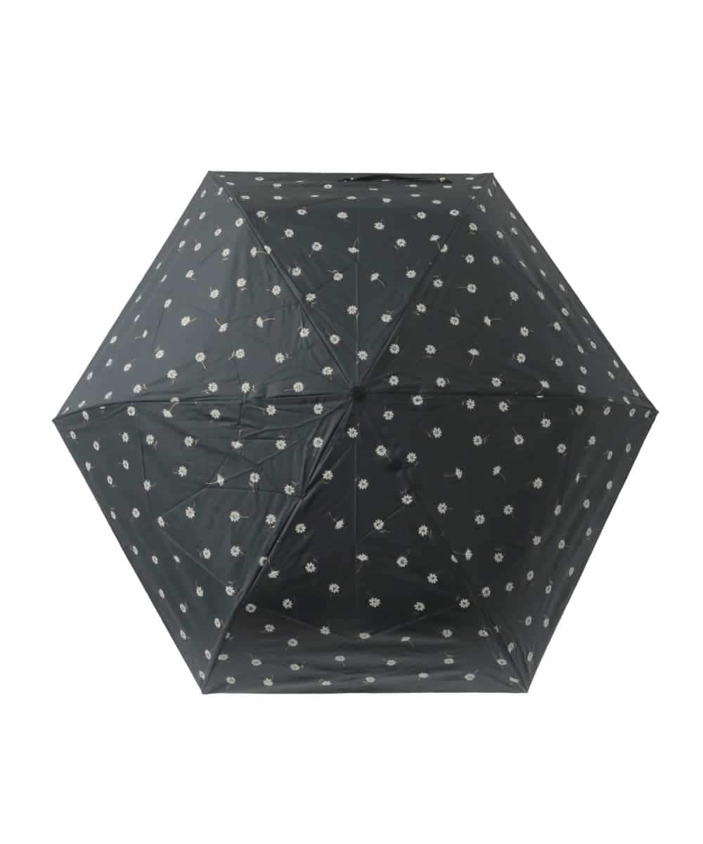 KSYGD03032 a.v.v(アー・ヴェ・ヴェ) 【遮光/晴雨兼用】折りたたみ日傘　ゴールドラインマーガレット ブラック