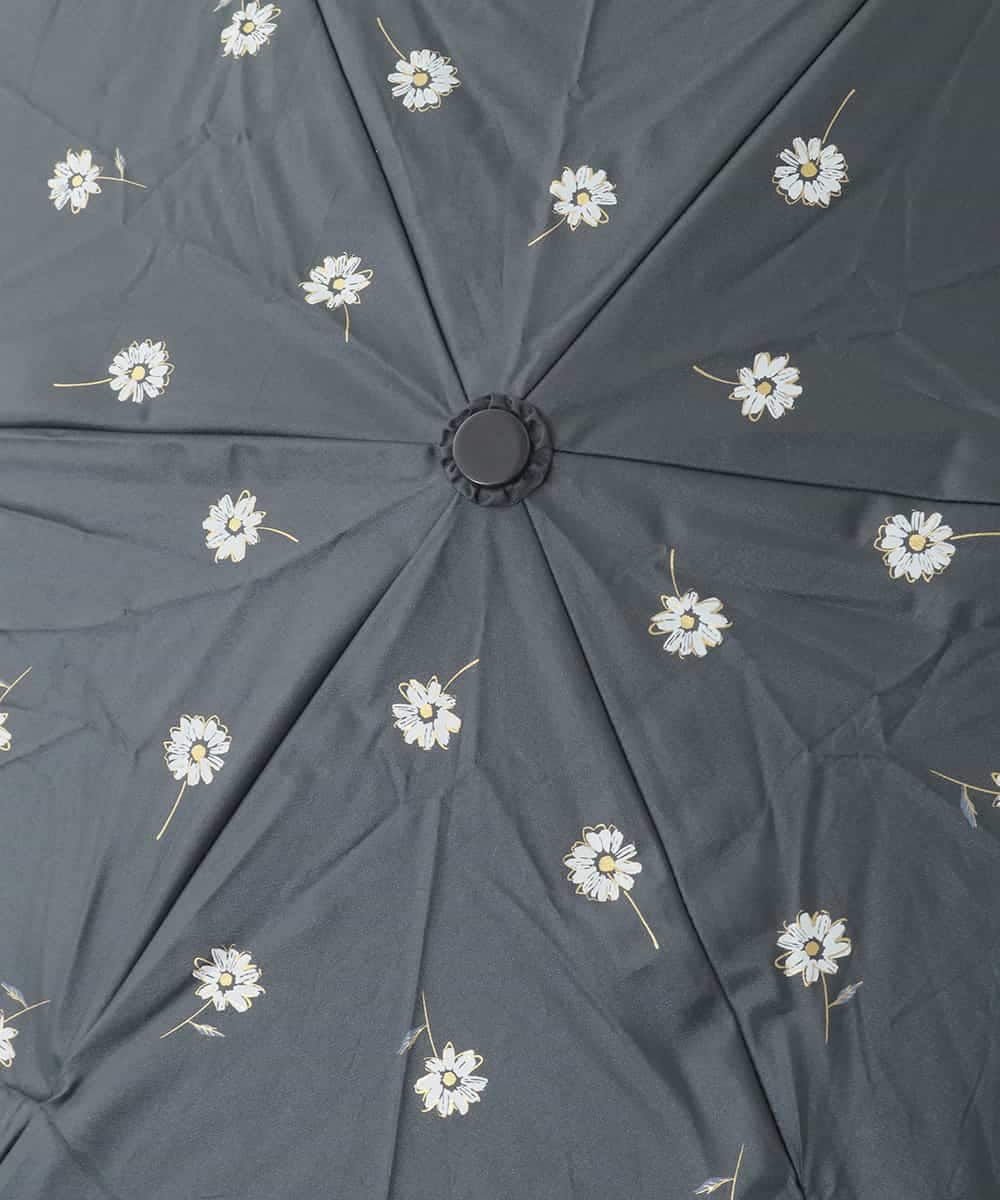 KSYGD03032 a.v.v(アー・ヴェ・ヴェ) 【遮光/晴雨兼用】折りたたみ日傘　ゴールドラインマーガレット ブラック