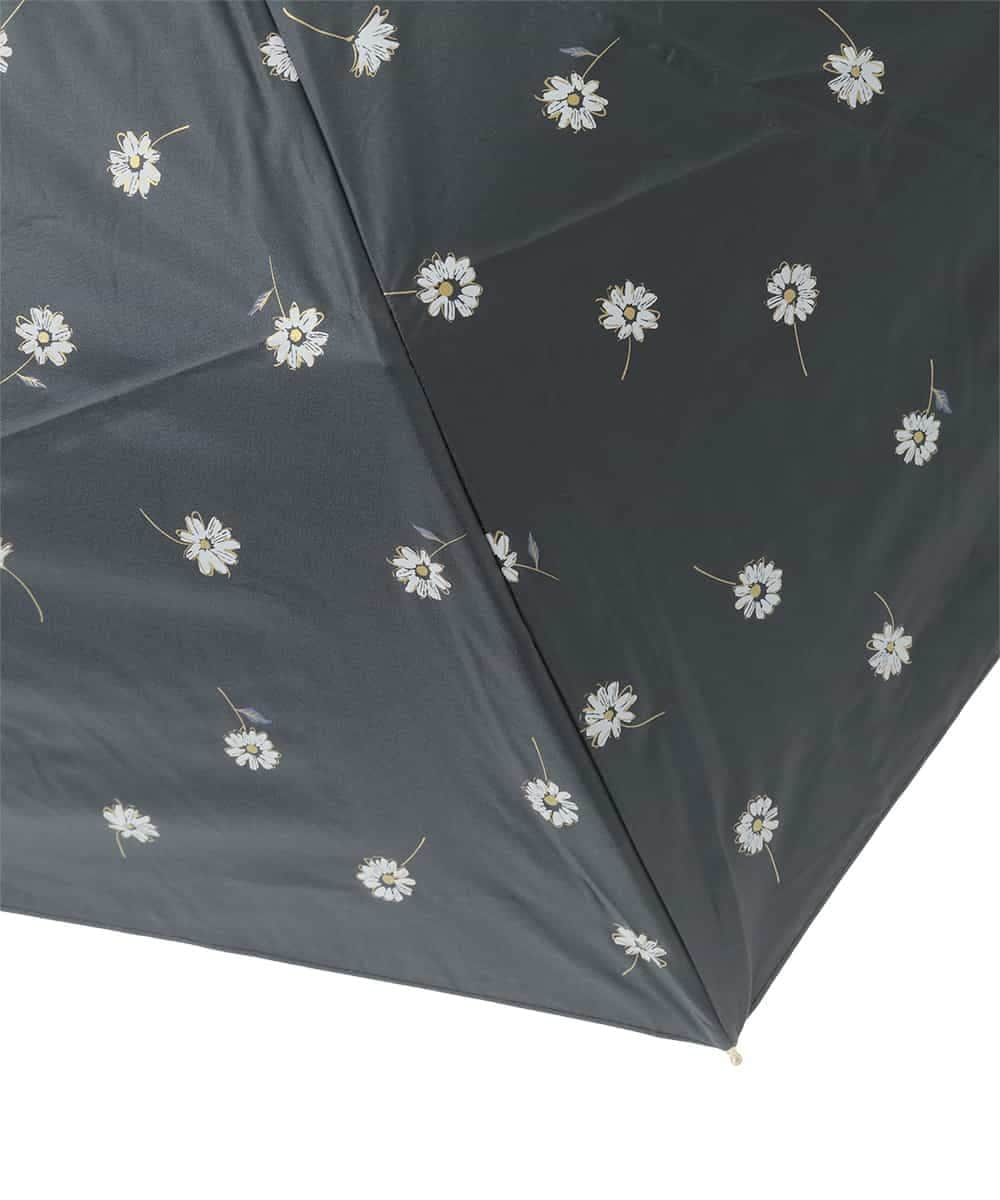 KSYGD03032 a.v.v(アー・ヴェ・ヴェ) 【遮光/晴雨兼用】折りたたみ日傘　ゴールドラインマーガレット ブラック