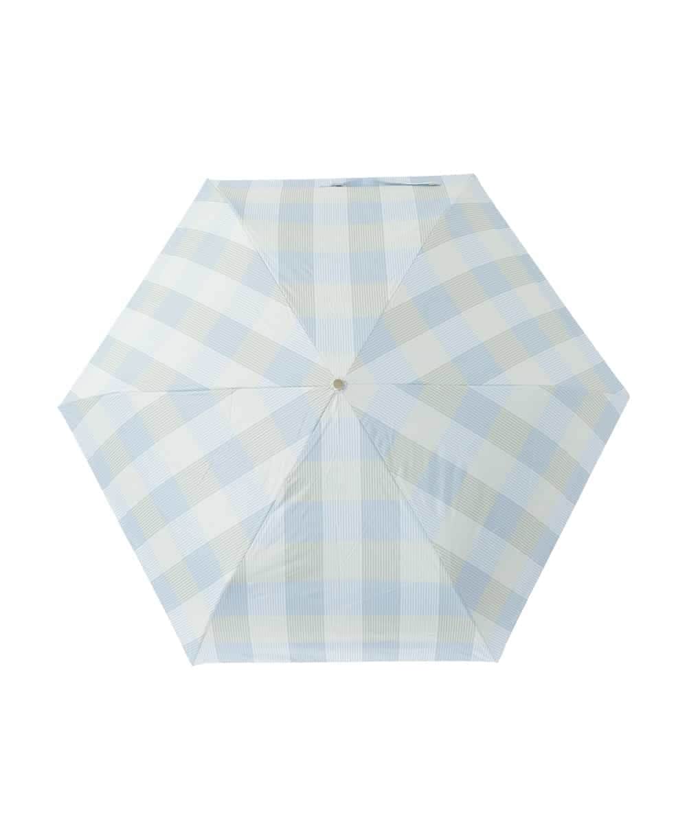 KSYGD08026 a.v.v(アー・ヴェ・ヴェ) 遮光/晴雨兼用傘　折りたたみ傘　シアーチェック ライトブルー