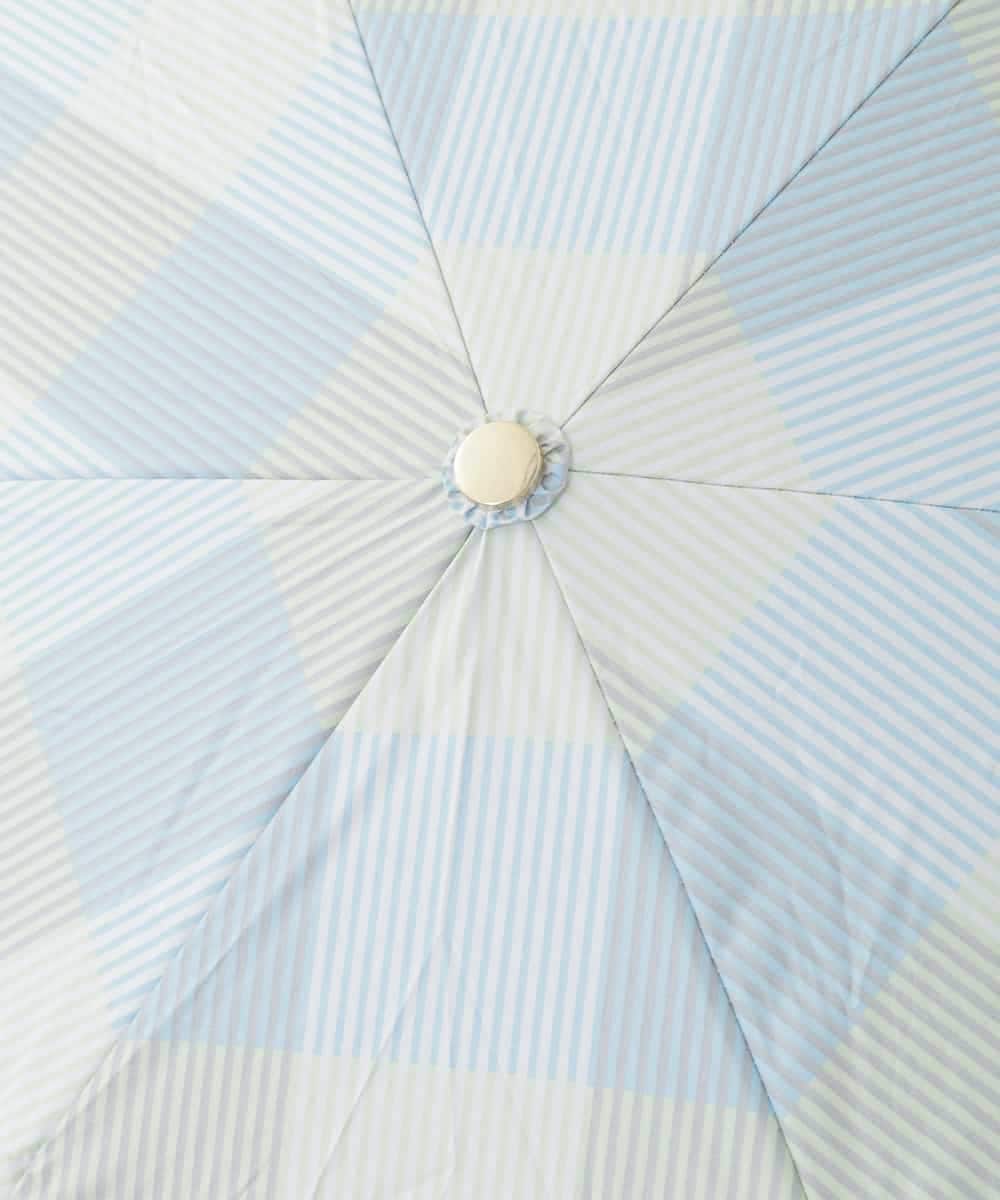 KSYGD08026 a.v.v(アー・ヴェ・ヴェ) 遮光/晴雨兼用傘　折りたたみ傘　シアーチェック ライトブルー