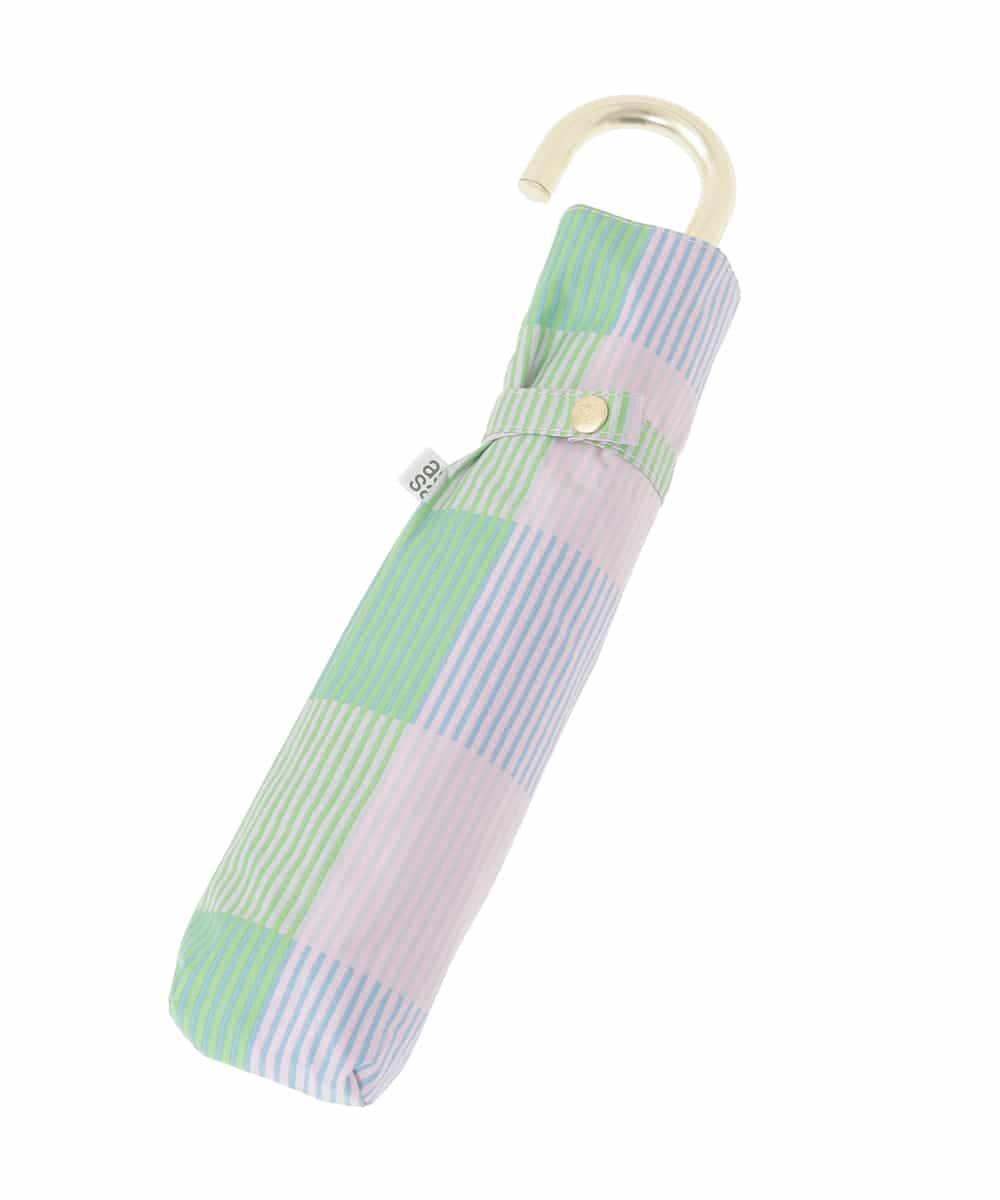 KSYGD08026 a.v.v(アー・ヴェ・ヴェ) 遮光/晴雨兼用傘　折りたたみ傘　シアーチェック ライトブルー