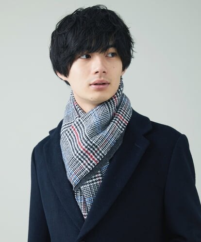 KT3AS33039 a.v.v MEN リバーシブルグレンチェックマフラー