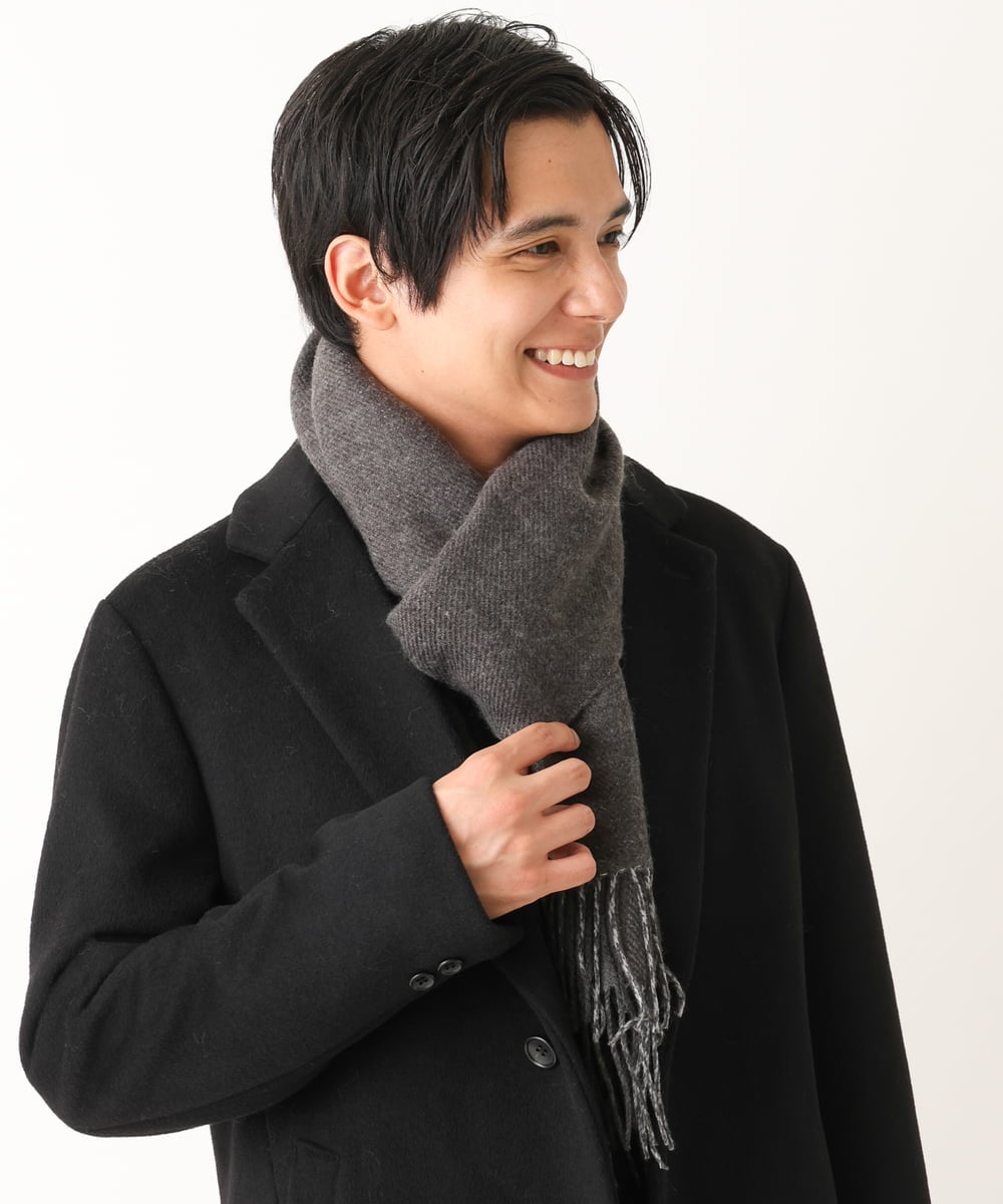 KT3AV22034 a.v.v MEN(アー・ヴェ・ヴェ) 【プレゼントに人気】リバーシブルグラデーションマフラー ダークグレー