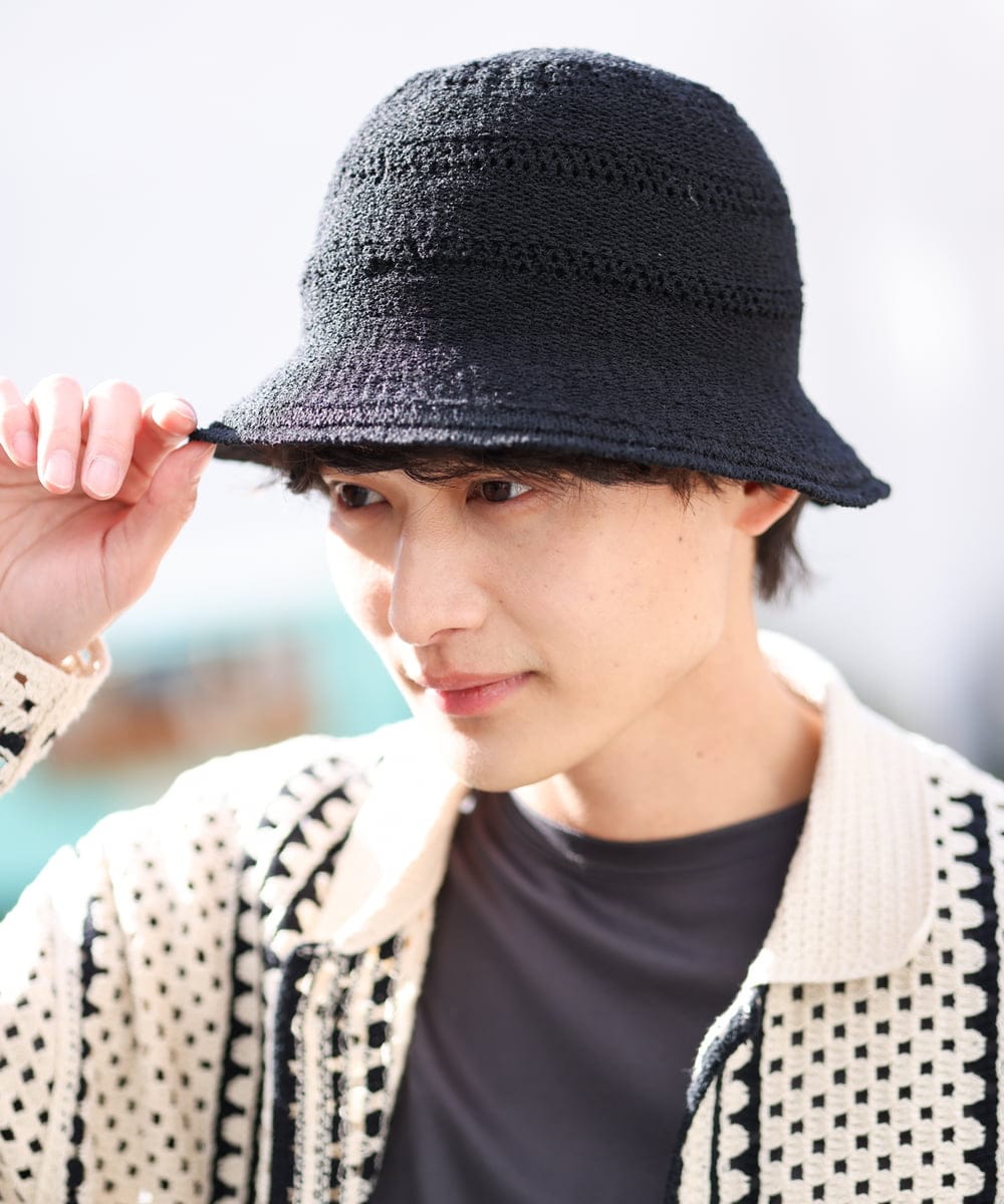 KT7GV19036 a.v.v MEN(アー・ヴェ・ヴェ) 【ユニセックス】クロッシェサーモハット ブラック