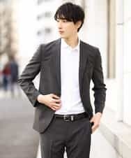 KWJGJ03139 a.v.v MEN(アー・ヴェ・ヴェ) 【洗濯機で洗える/セットアップ対応】メランジストレッチテーラードジャケット ダークグレー